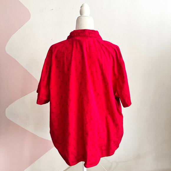 Cabin Creek Red Floral Embroidered Button Up Cottagecore Western Vintage Sz 2X - Picture 2 of 5